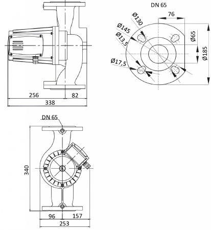 Циркуляционный насос для отопления Shinhoo BASIC PRO 65-8SF 3, 29 м³/ч, напор 8.4 м